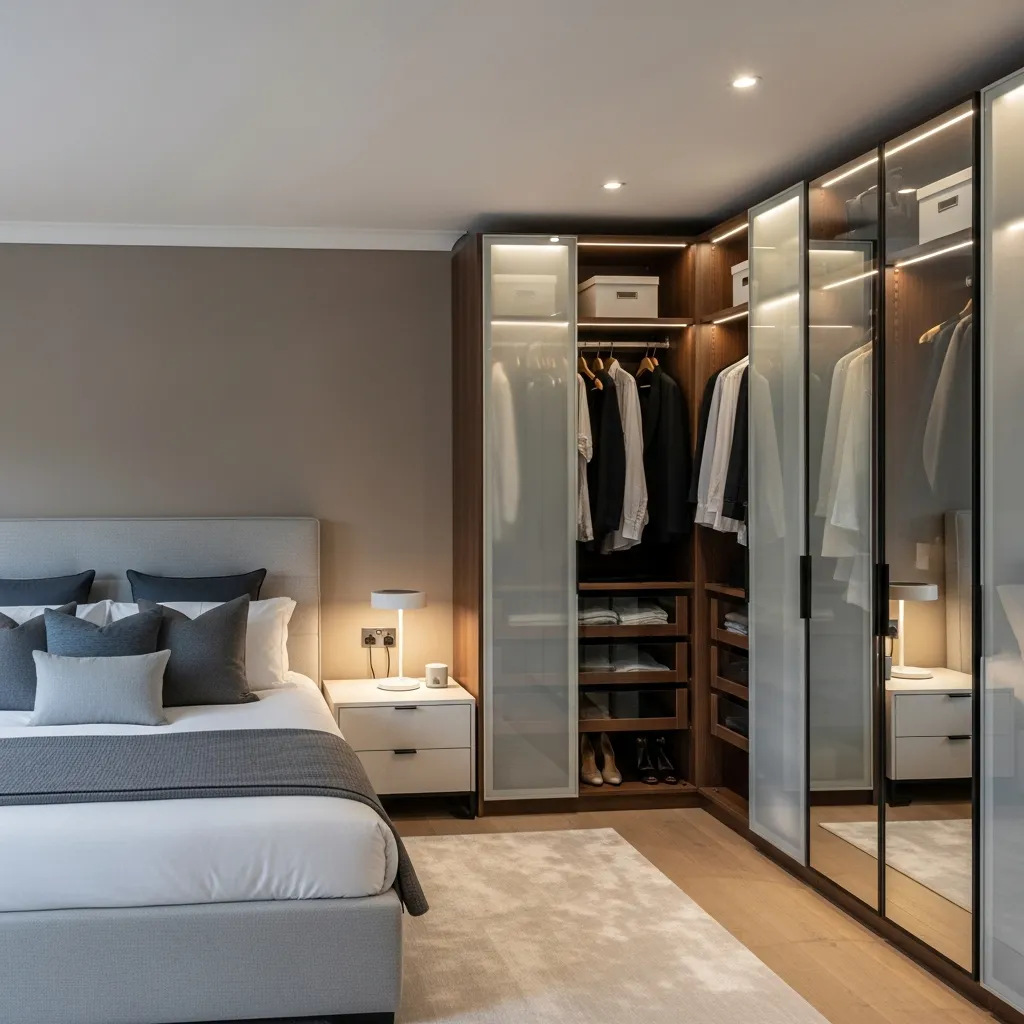 Schlafzimmer mit maßgeschneidertem Schrank